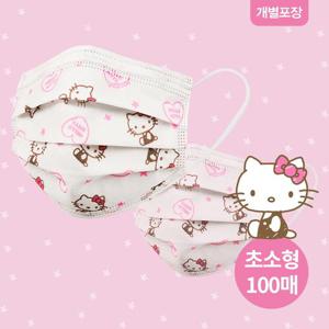 아동용 헬로키티 화이트마스크Q 초소형(100매) 일회용 캐릭터PWX
