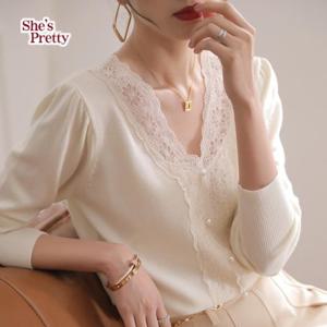 [쉬즈프리티] 나티레이스넥라인니트블라우스