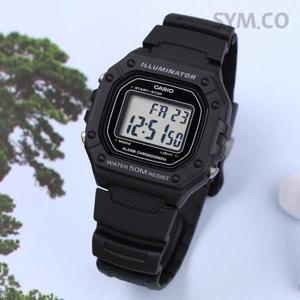 카시오 W-218H-1A 스퀘어 디지털 블랙 군인 군용 남자 우레탄 시계 d