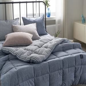 보송한 원헤드기법 허그 사계절 차렵이불패드 침구 Q퀸 풀세트 (7온스이불+패드+베카2장) 블루