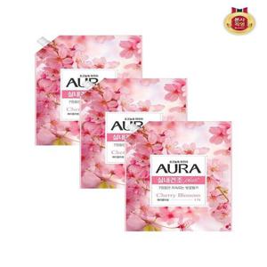 [샤프란]아우라 리필 1.7L 실내건조 섬유유연제 체리블라썸 에디션 3개