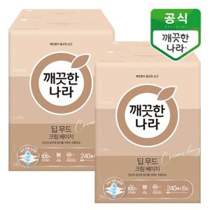 깨끗한나라 딥무드 크림 베이지 미용티슈 240매 6입x2팩