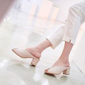 [짝꿍닷컴]4color 오픈토 미들통굽 뮬 슬리퍼 UH-mex9551