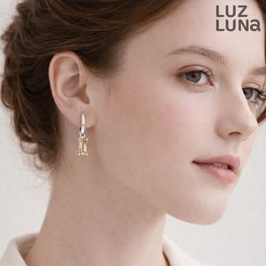 [루즈루나] 로크본 실버925 컬러 큐빅 미니 스퀘어 귀걸이