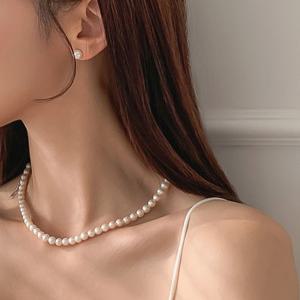 [6mm] 천연 담수 진주 네크리스 이어링 SET