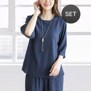 ★상하세트★[~XL] 인견 플리츠 반팔 상하세트 빅사이즈 엄마옷 3종 택1