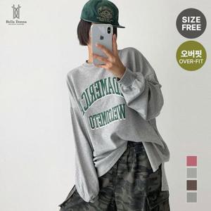 벨라도나 국산 여성 가을 아치 레터링 빈티지 오버핏 박스티셔츠 BLN25_MT43