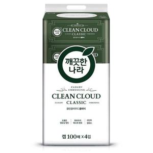 깨끗한나라 클린클라우드 클래식 물티슈 100매4입 1팩