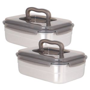 쿡위즈 스텐레스 밀폐용기 핸디김치통 2.4리터 2개세트 (블랙)