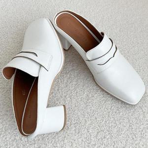 [더힐]스퀘어 통굽 여성여자 뮬 블로퍼 슬리퍼 펌프스 6.5cm mto6M61