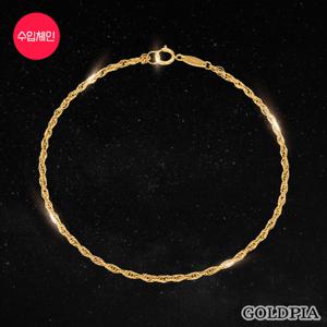[골드피아] 18K 할로우 로프 옐로우 체인 팔찌