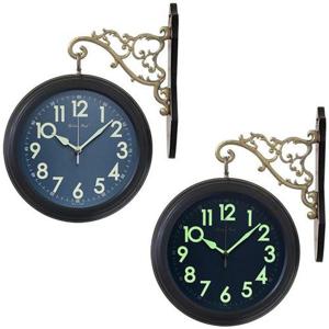 GB3332 야광 무소음 메탈 양면 벽시계 블랙 제조한국 W99978D