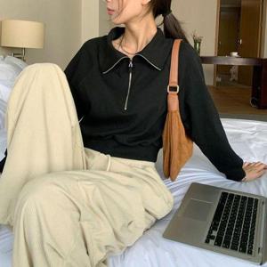 [다잇템]여자 하프집업 FW 크롭긴팔티 카라넥 맨투맨