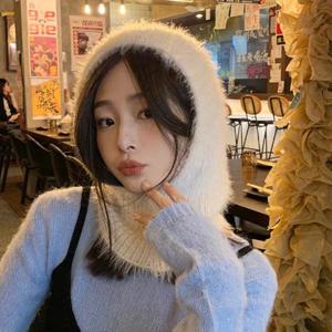 [드레스날다]겨울코디 앙고라 퍼 후드 넥 워머 바라클라바