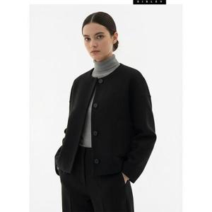 [시슬리]캐시미어 혼방 라운드넥 숏 코트 SACTC8461_BK