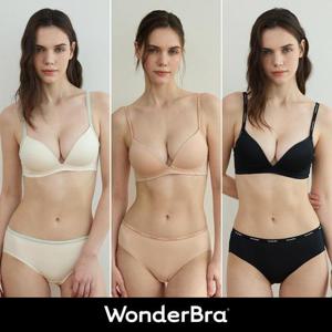 [Wonderbra] 투톤 노와이어 브라팬티 6종세트 크림+베이지+블랙 WBW5N343536_T
