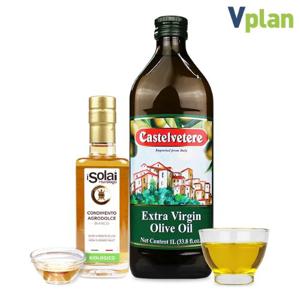 브이플랜 모데나 유기농 화이트 발사믹 식초 250ml+엑스트라버진 올리브오일 1L