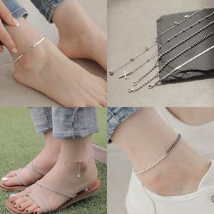 제이로렌 0A0656 뱀줄 크로스 볼 엔틱 실버발찌 5종택1