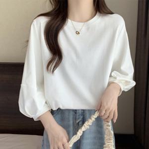 나바바 / NT607 심플 데일리 퍼프 소매 7부 티셔츠