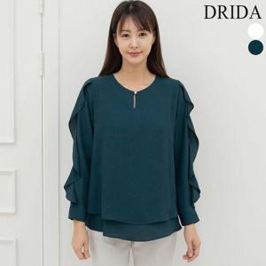 [드리다]엄마옷  여자 봄 진주 프릴 쉬폰 빅사이즈 흰색 블라우스 40-50대 중년여성 마담 가을 하객 출근