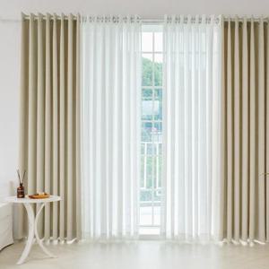 까르데코 크림라떼 형상기억 암막+심플쉬폰 안방 거실 특대형커튼 4장