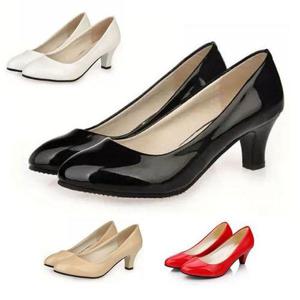 [에이치플러스몰]여자 유광 에나멜 펌프스 구두 5.5cm 미들힐 둥근코