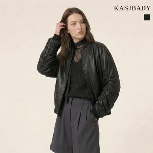 [카시바디] FAUX 레더 셔링 숏 자켓