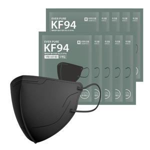 자우버탁 에버퓨어 새부리형 황사방역마스크(KF94)(블랙/대형) 50입