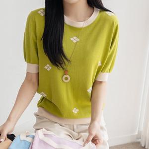 ★2종세트★잉클 반팔니트 베이직 디자인 포인트자수 (55~77) 컬러 택2