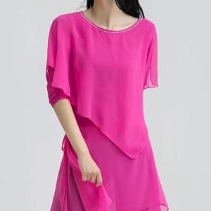 핑크 여신 쉬폰 블라우스 라틴댄스복 모던 라인 줌바