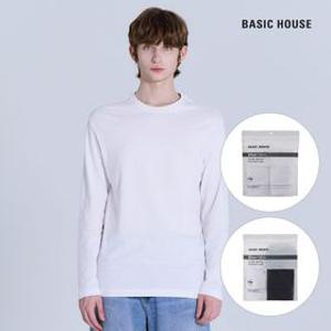 [APP전용] 베이직하우스 순면30수 릴렉스핏라운드넥 긴팔티셔츠2팩