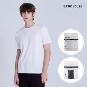 [APP전용] 베이직하우스 면20수 고밀도 라운드 반팔티셔츠3팩