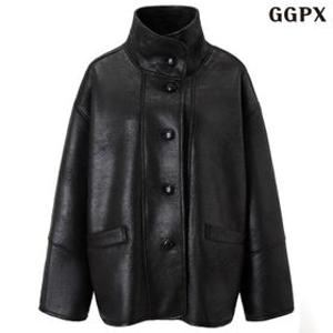 빈티지 레더 오버핏 하이넥 자켓 (GPDJK010D)