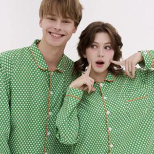 코튼라이크 트윙키 긴팔 커플 잠옷 세트