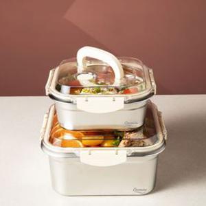 [코코에르] 스텐 핸들형 보관용기 정사각 2종세트(1.8L+4L)