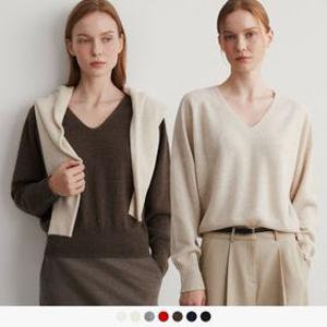 (우먼)캐시미어 100 홀가먼트 브이넥 니트 - 8 COLOR