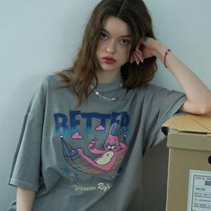 Better Hoppi 피그먼트 반팔티 고스트그레이