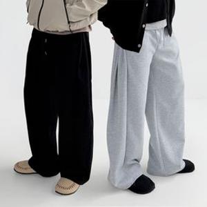 [봄신상 베스트상품] 1+1 남녀 사이드핀턱 밴딩 와이드팬츠 벌룬팬츠 스웻 커플 허벅돼 통바지