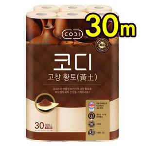 쌍용 코디 3겹 고창 황토 롤 화장지 30m 30롤