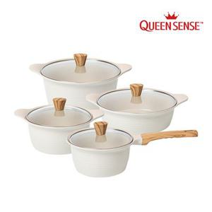 퀸센스 올리아 IH 인덕션 세라믹 냄비 4종 세트(편수18+양수20+양수24+전골24)