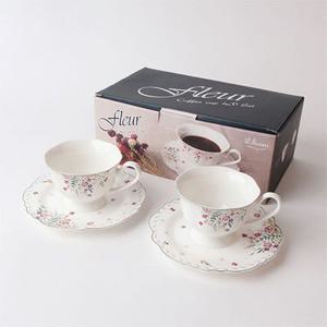 플뢰르 도자기 커피잔 2인조 4P세트 커피잔받침세트 커피컵 찻잔