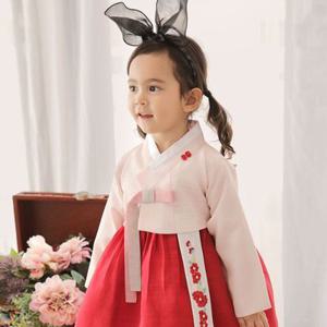 핑크해님 여아 아동용 키즈 아동 돌 한복 세트