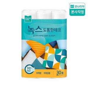 [모나리자] 물에 잘 녹는 녹스 3겹 도톰한데코 30M 30롤 1팩 화장지 휴지 롤화장지 두루마리