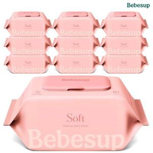 빠른배송 베베숲 소프트 아기물티슈 80매 x 10팩 물티슈 엠보싱 캡형 코스트코