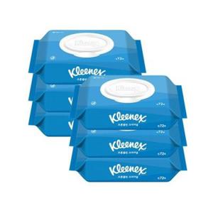 코튼클린 크리넥스 수앤수 물티슈 72매x6개입 캡형 안심 도톰한 데일리 가정용