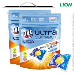 [비트] 비트제로 울트라 콤팩트 캡슐세제 딥&프레시 클린코튼 (40캡슐)2P