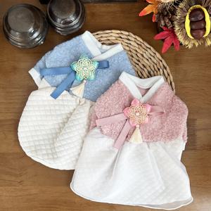 노리개브로치 선물 / 강아지 한복 포슬포슬 덤블 후리스 누비 설빔 명절옷