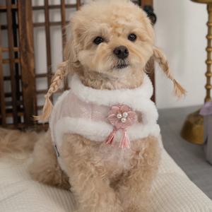 강아지한복 고양이 설날 눈꽃설화배자 조끼 핑크 (B107_PK)