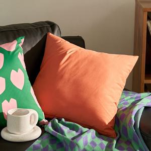 그린 하트 쿠션커버_오렌지 45x45