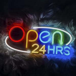 글로팝 24시간 OPEN 네온 사인 보드 영업중 USB 간판